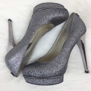 MICHAEL KORS Gunmetal Shimmer Stiletto Heels